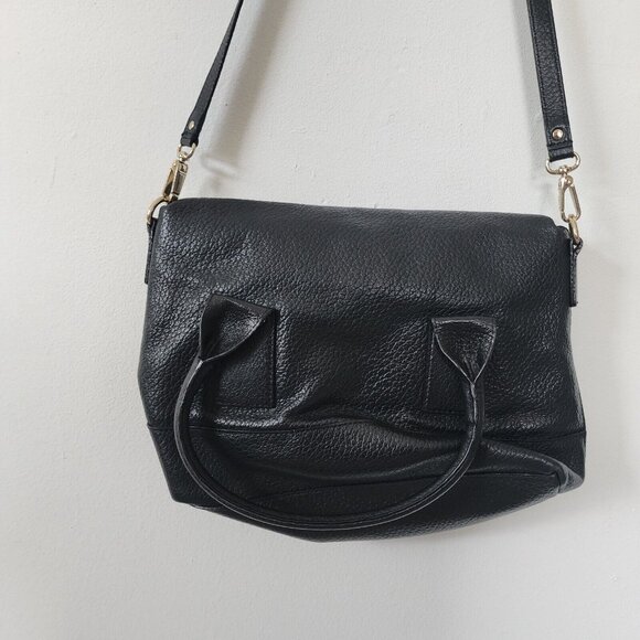 Kate Spade Black Pebble Leather Crossbody Purse Flap Snap Button Close - Picture 8 of 8
